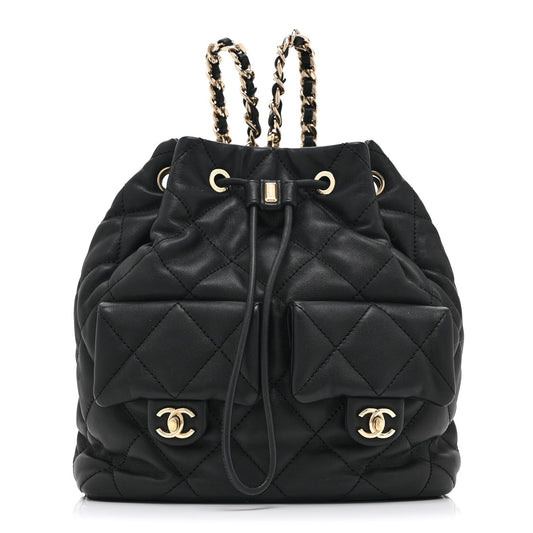 Quilted Calfskin Backpack - Black