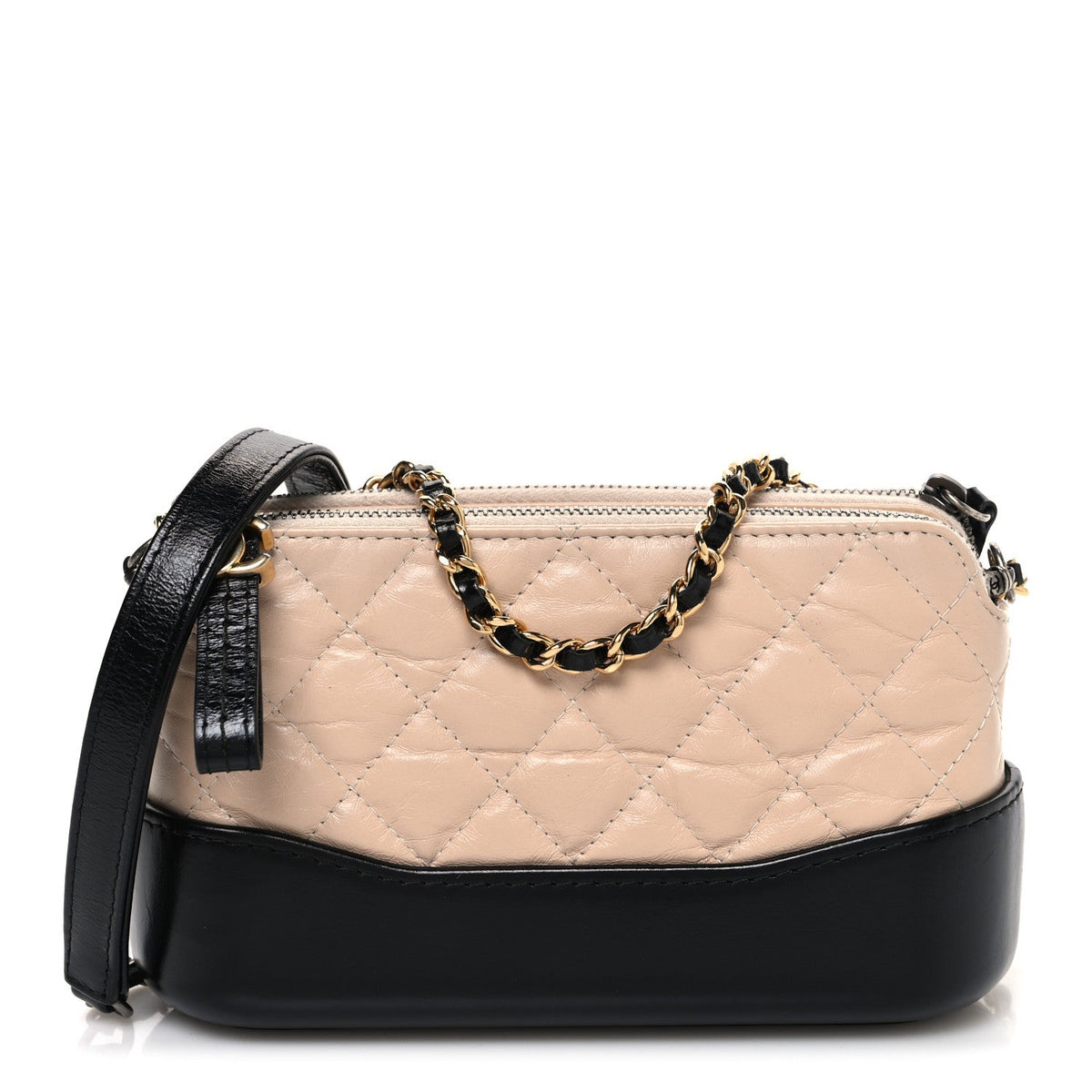 Small Quilted Calfskin Clutch Bag - Beige
