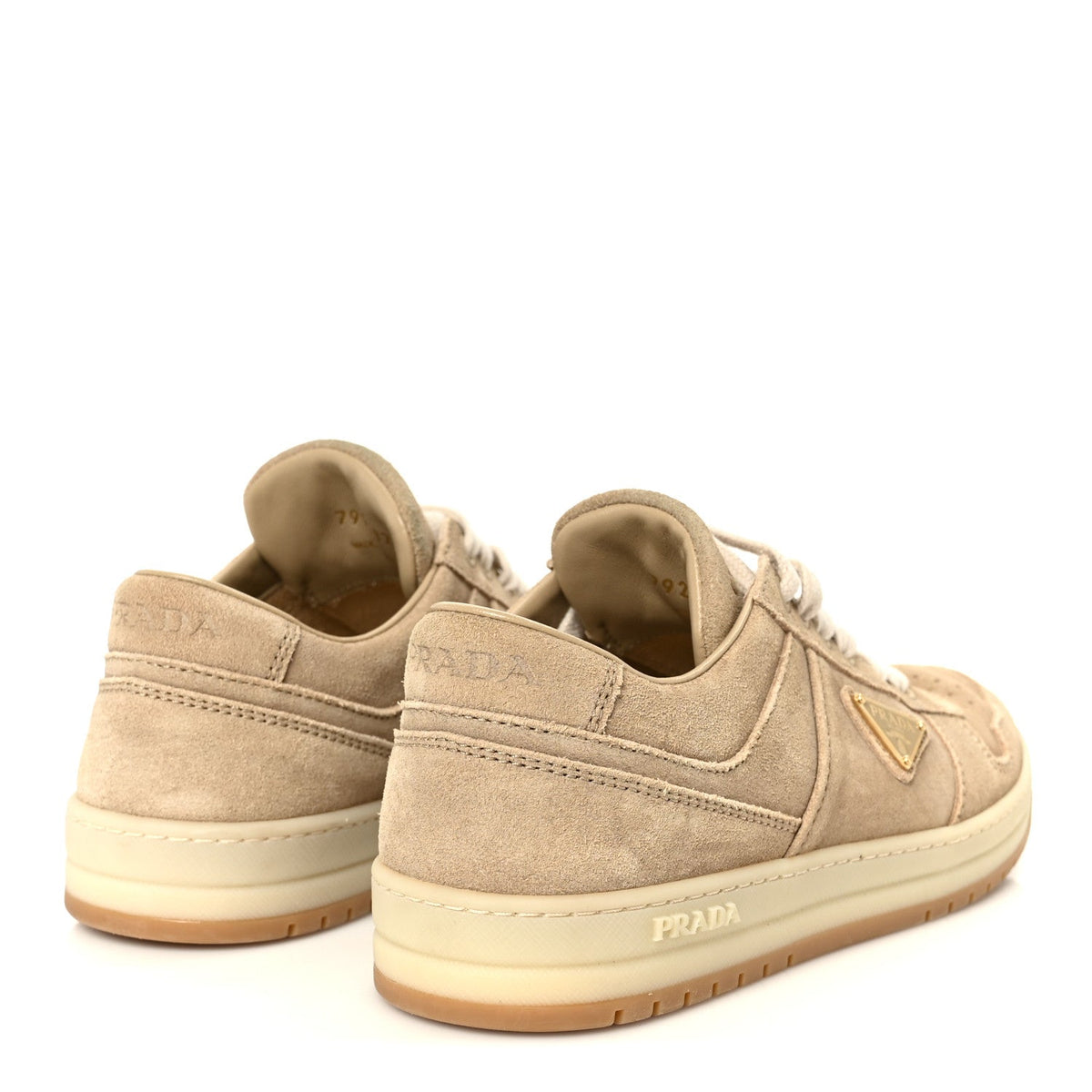 Prada Suede Women's Downtown Low Top Sneakers 37 Ecru