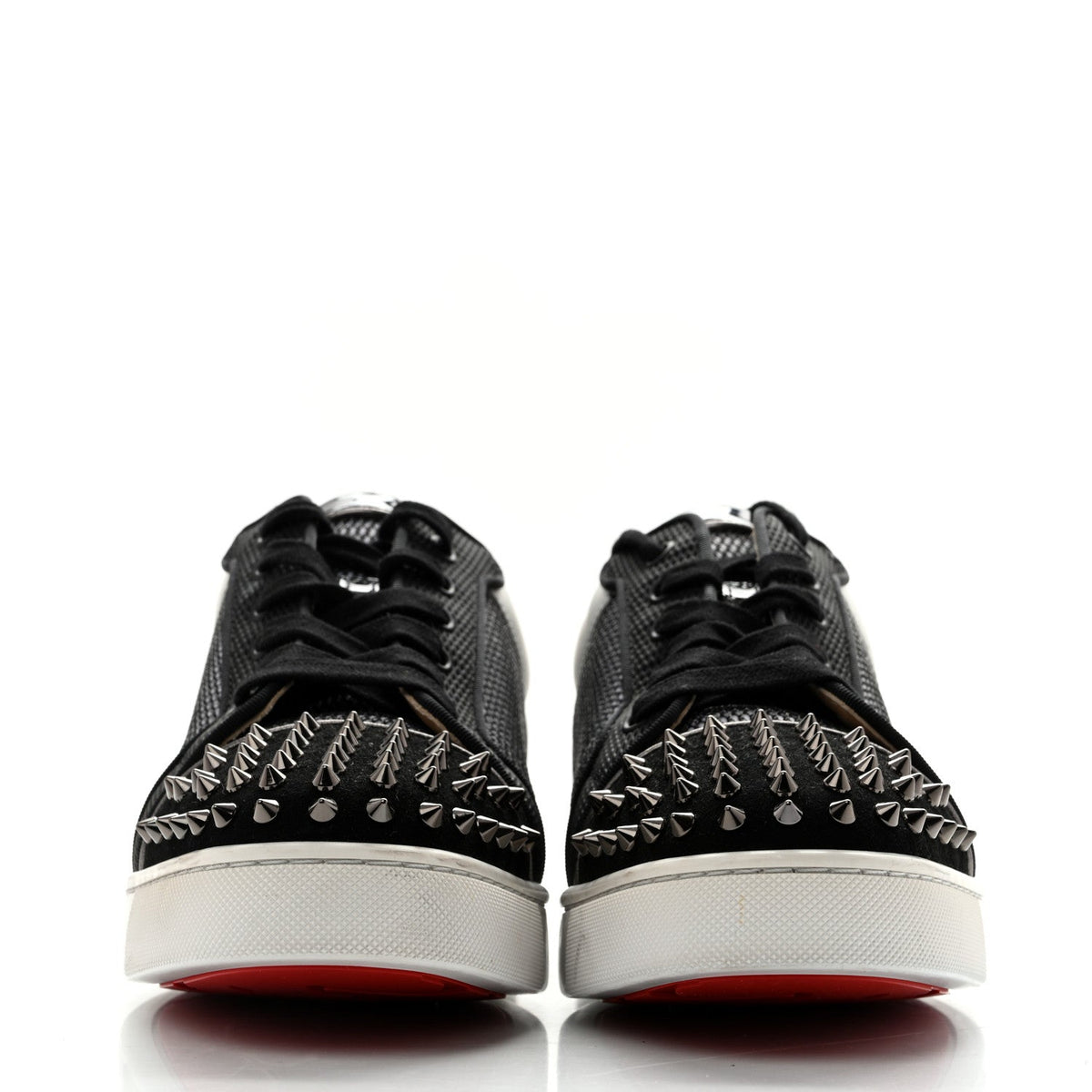 Christian Louboutin Suede Mesh Men's Louis Junior Spikes Orlato Flat Sneakers 42.5 Black White