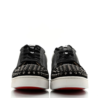 Christian Louboutin Suede Mesh Men's Louis Junior Spikes Orlato Flat Sneakers 42.5 Black White