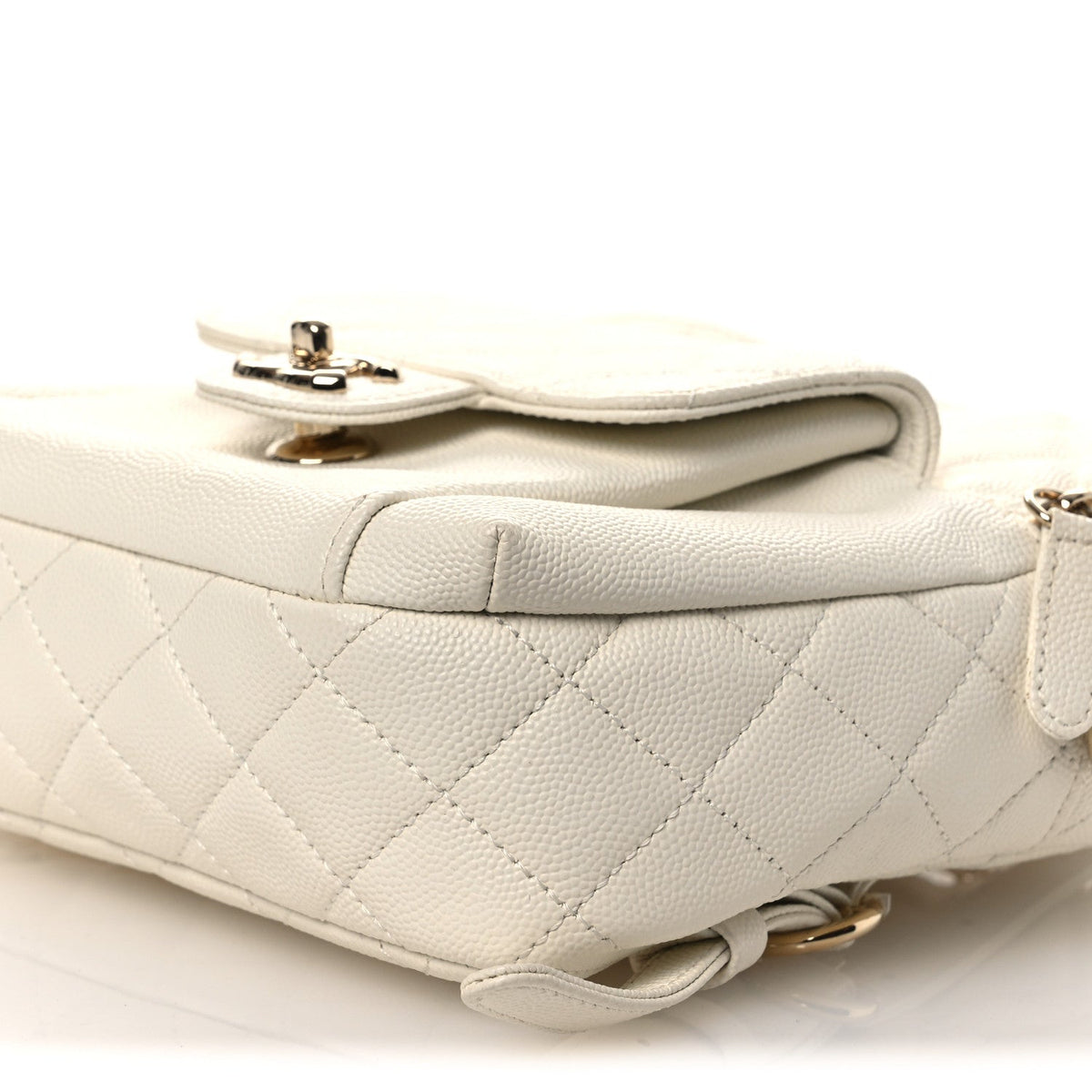 Small Quilted Caviar Backpack - White