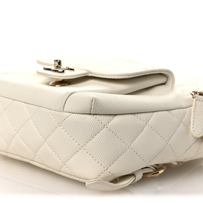 Small Quilted Caviar Backpack - White
