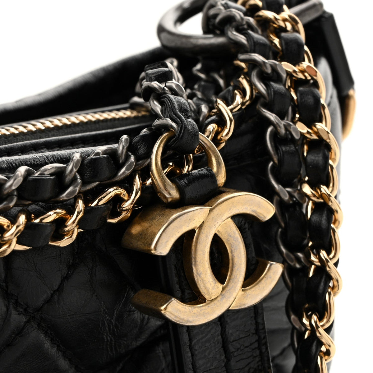 Small Quilted Calfskin Hobo Bag - Black