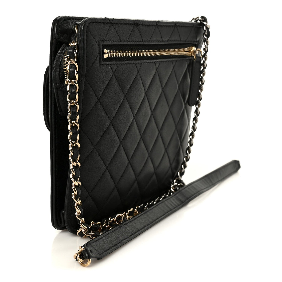 Quilted Lambskin Clutch Bag - Black
