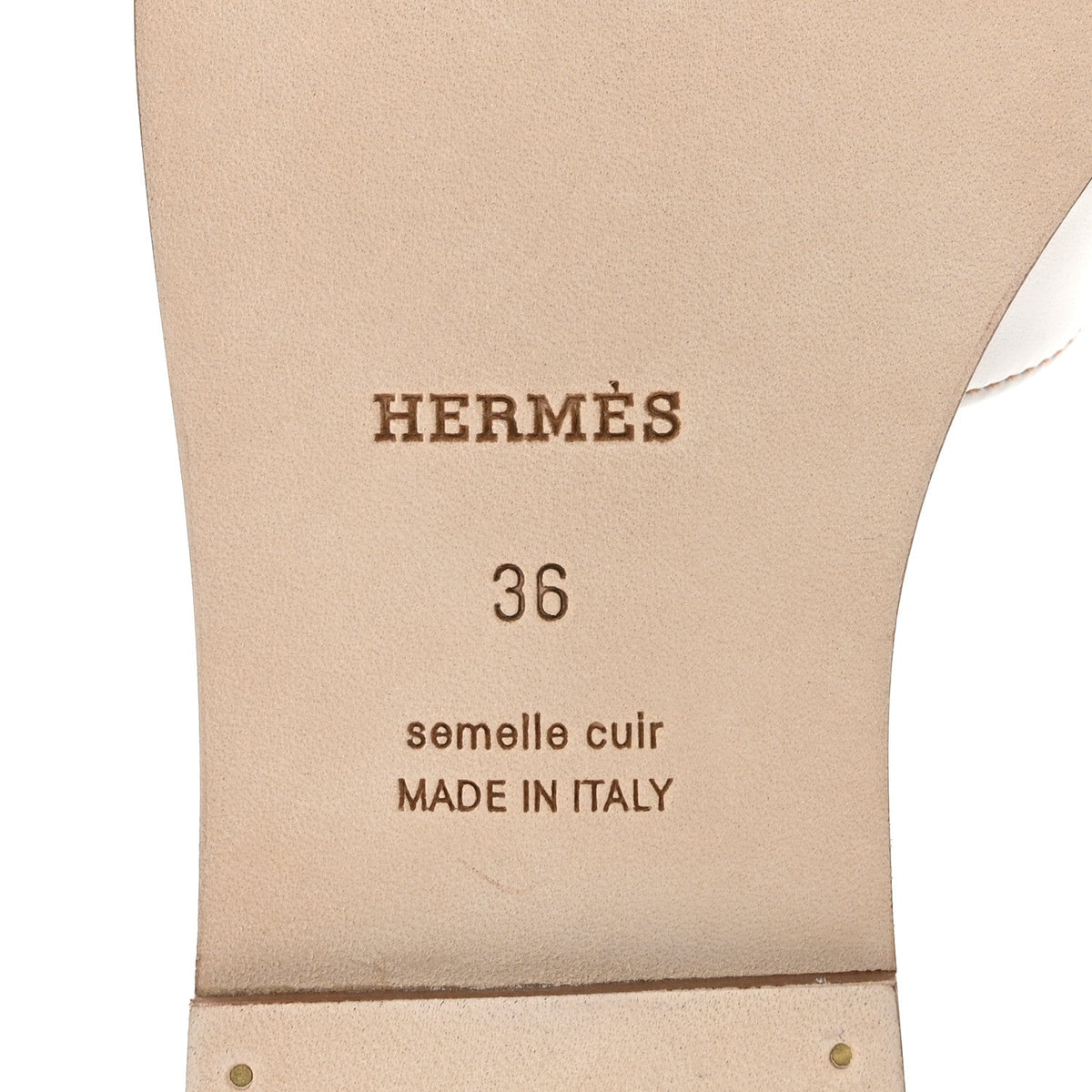 Hermes Box Calfskin Women's Oran Sandals 36 White