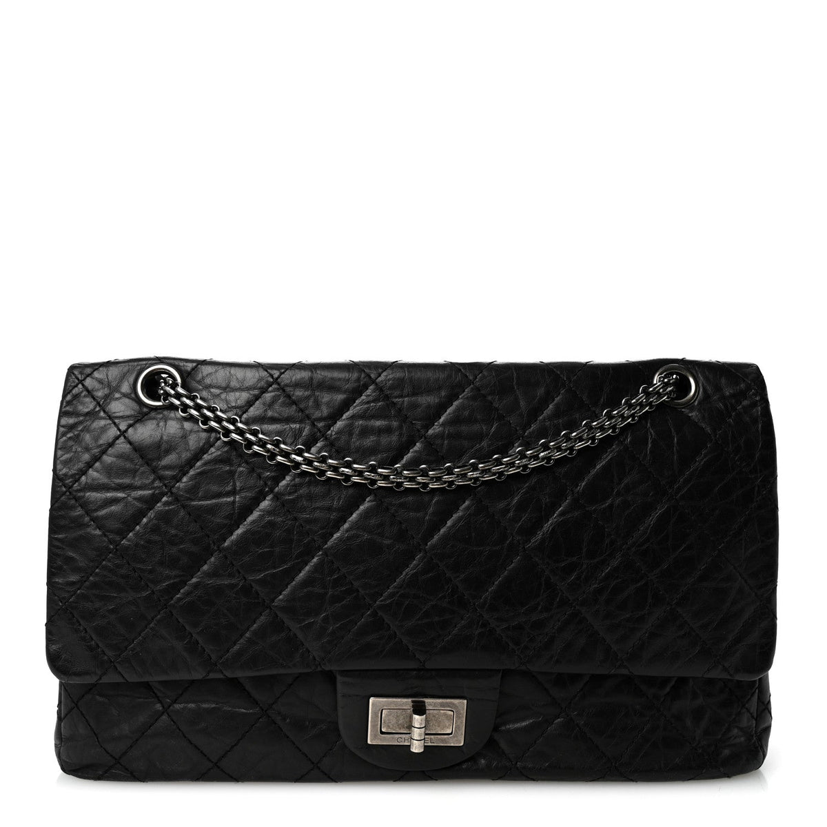 Quilted Calfskin Flap Shoulder Bag - Black