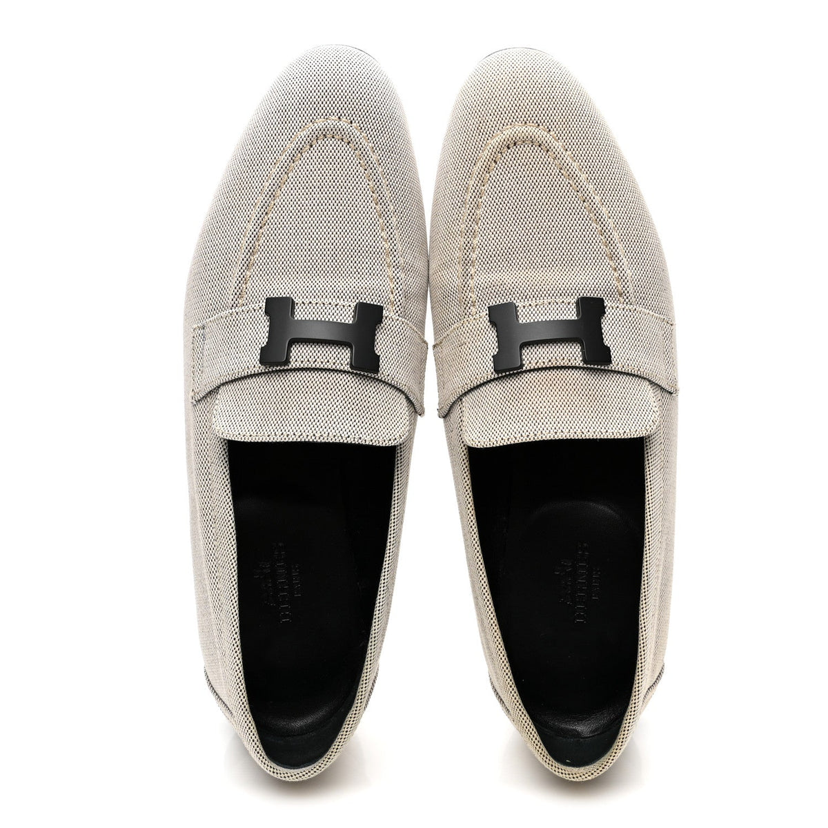 Hermes Canvas Women's H Paris Loafers 37 Prunoir