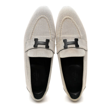Hermes Canvas Women's H Paris Loafers 37 Prunoir