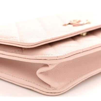 Quilted Caviar Wallet Bag - Pink