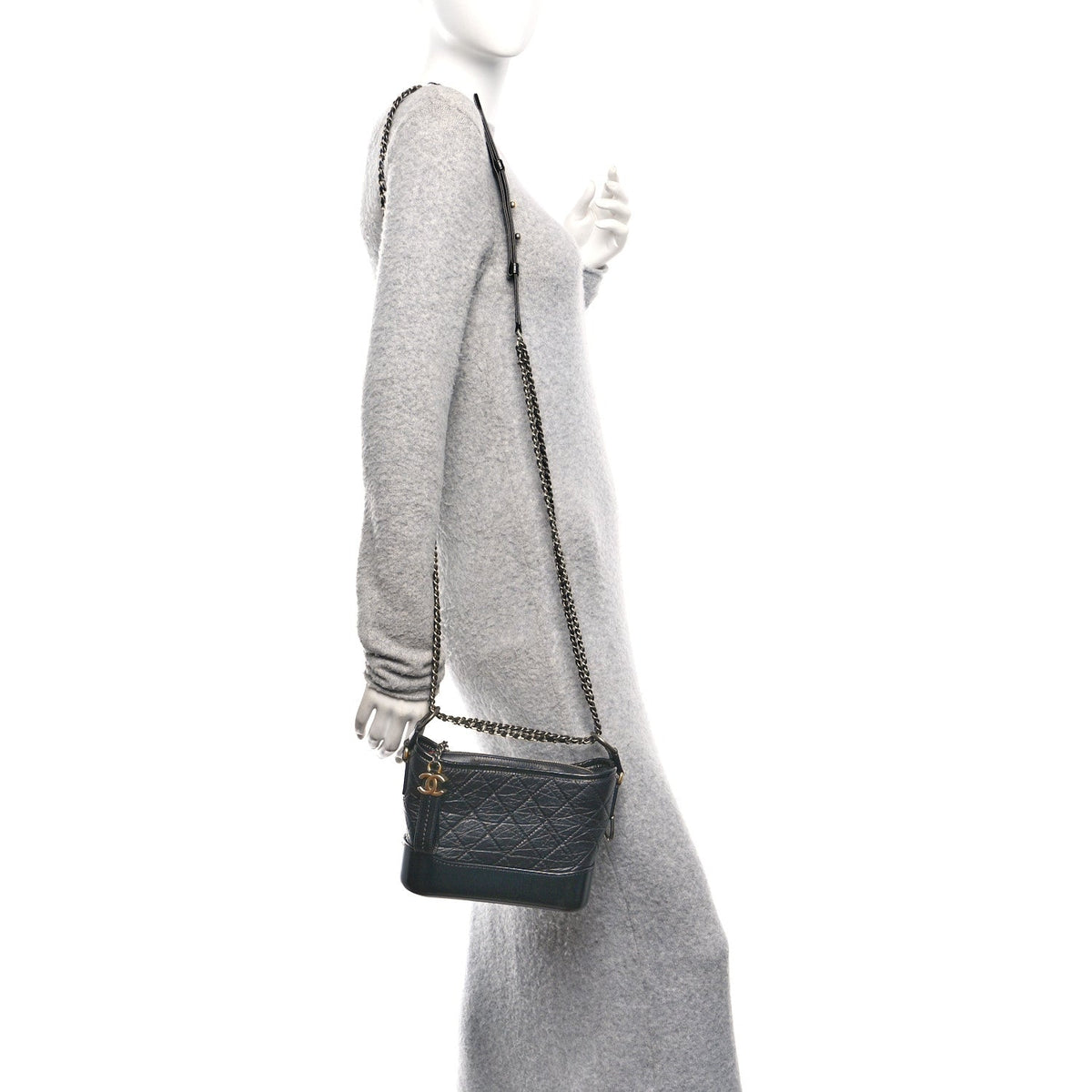 Small Quilted Calfskin Hobo Bag - Black