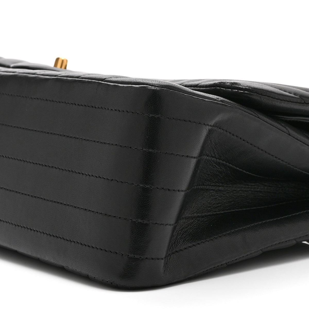 Quilted Lambskin Flap Shoulder Bag - Black