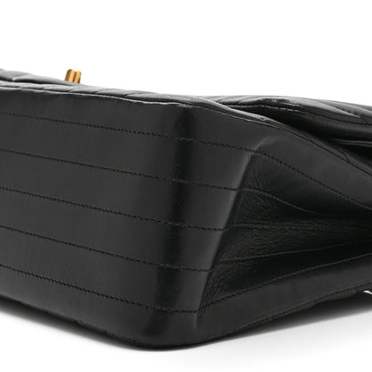 Quilted Lambskin Flap Shoulder Bag - Black