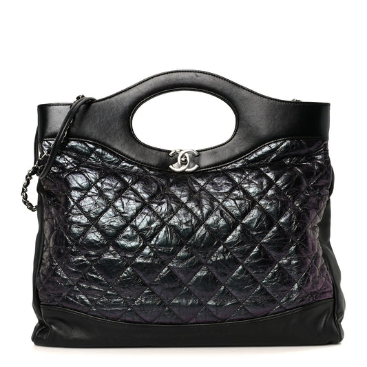 Large Quilted Calfskin Handbag - Black