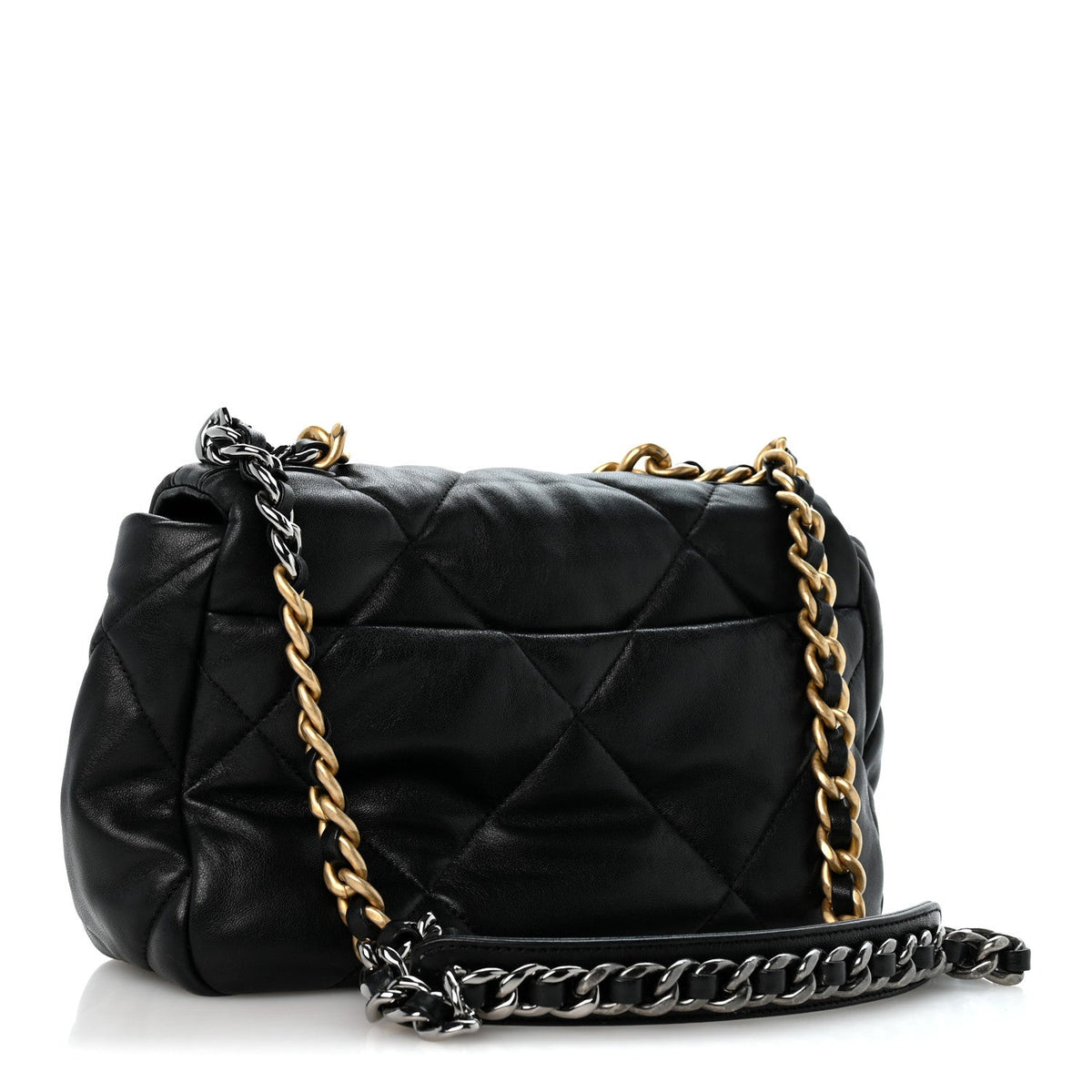 Medium Quilted Lambskin Flap Shoulder Bag - Black