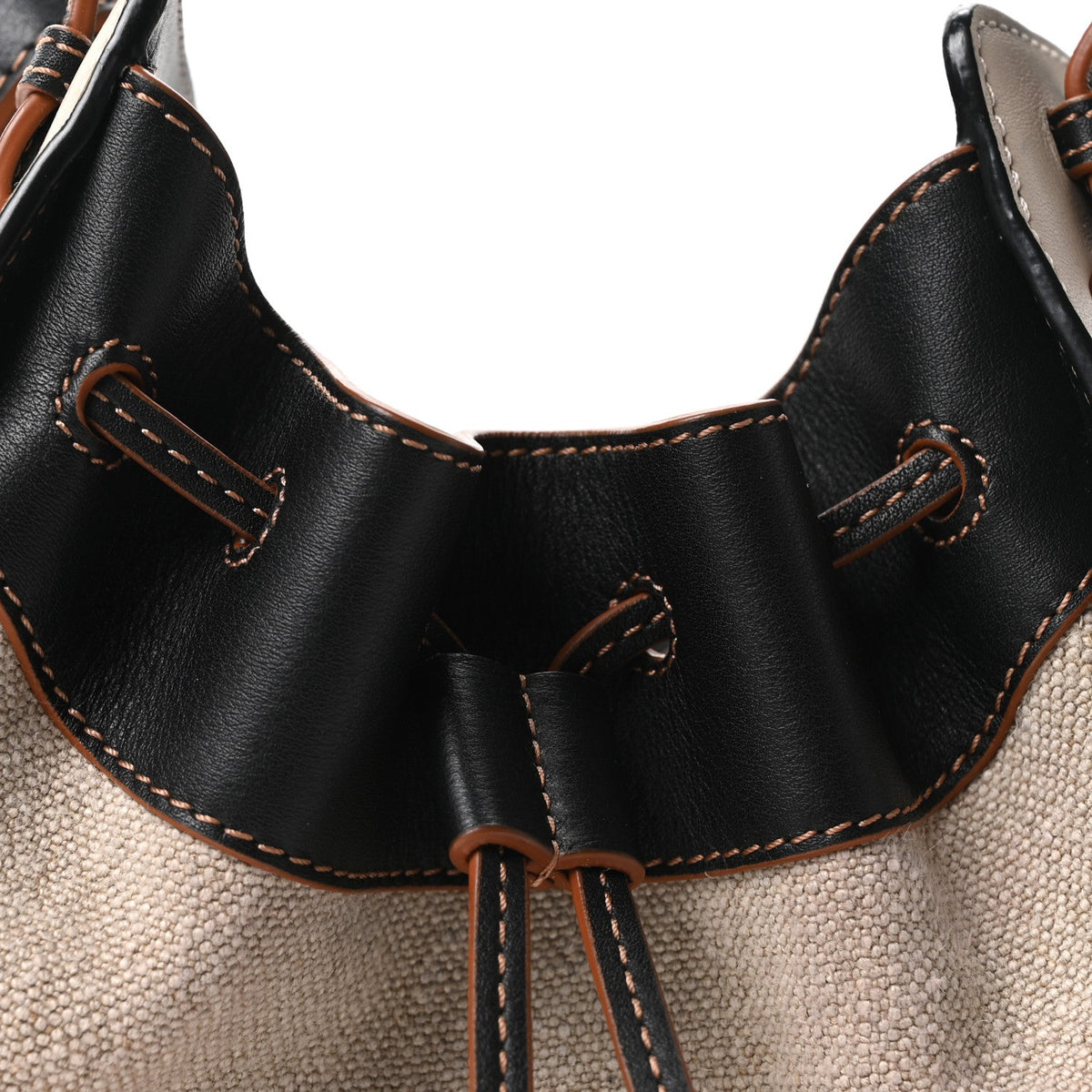Mini Calfskin Canvas Shoulder Bag - Black