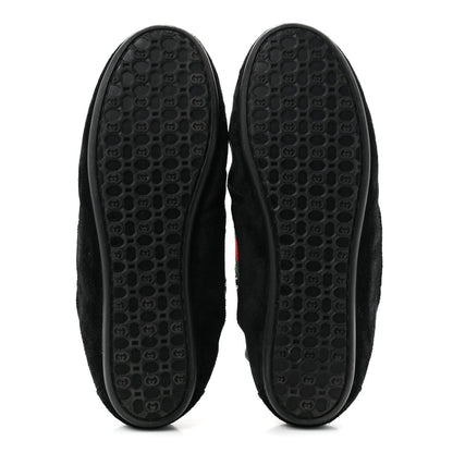Gucci Suede Canvas Women's GG Monogram Crystal Web Sneakers 36 Black