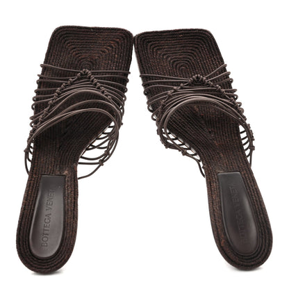 Bottega Veneta Raffia Elasticized Women's Cindy Stretch Mule Sandals 39 Bitter Chocolate