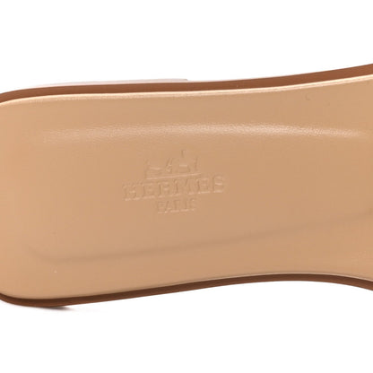 Hermes Box Calfskin Women's Oran Sandals 39 Camel