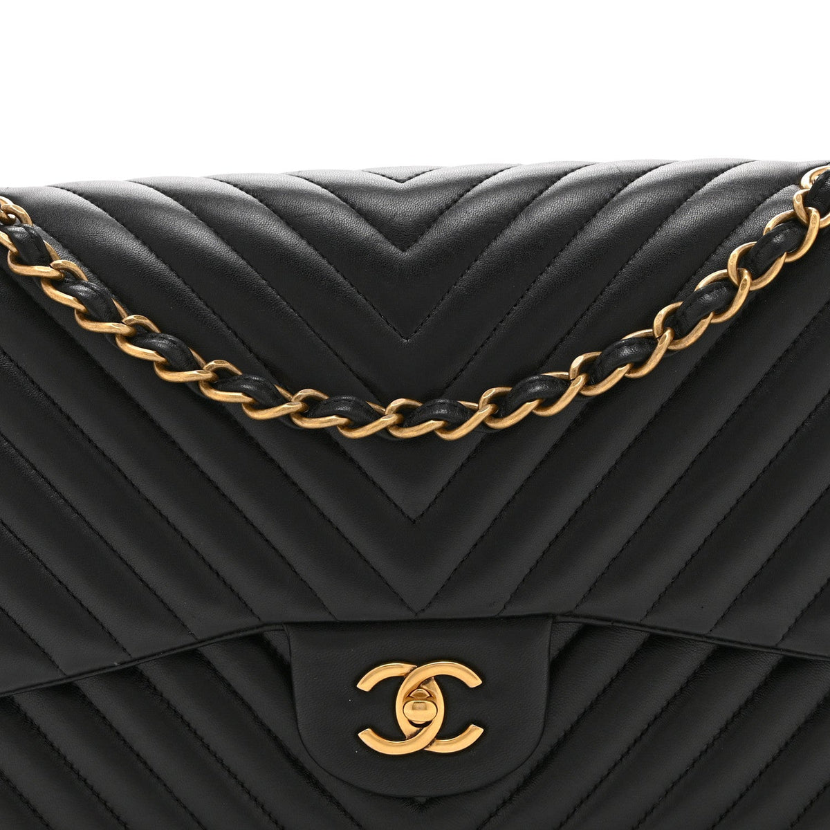 Quilted Lambskin Flap Shoulder Bag - Black
