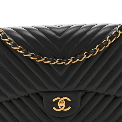 Quilted Lambskin Flap Shoulder Bag - Black