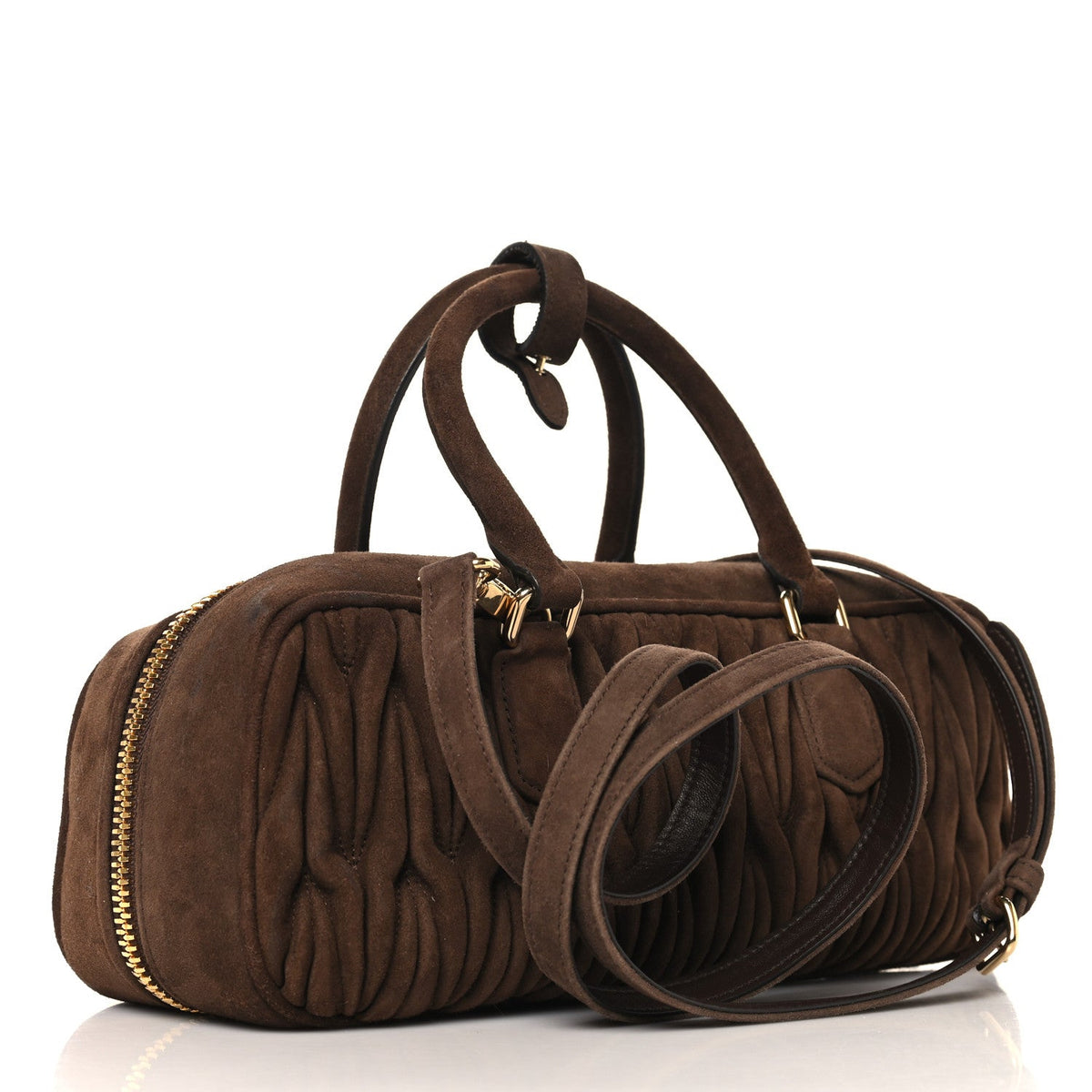 Large Suede Handbag - Brown
