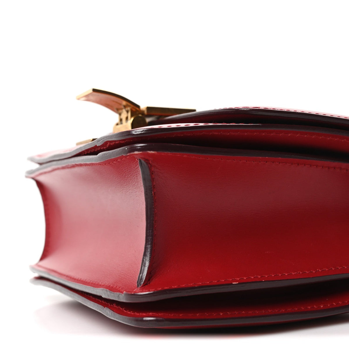 Small Calfskin Flap Shoulder Bag - Red