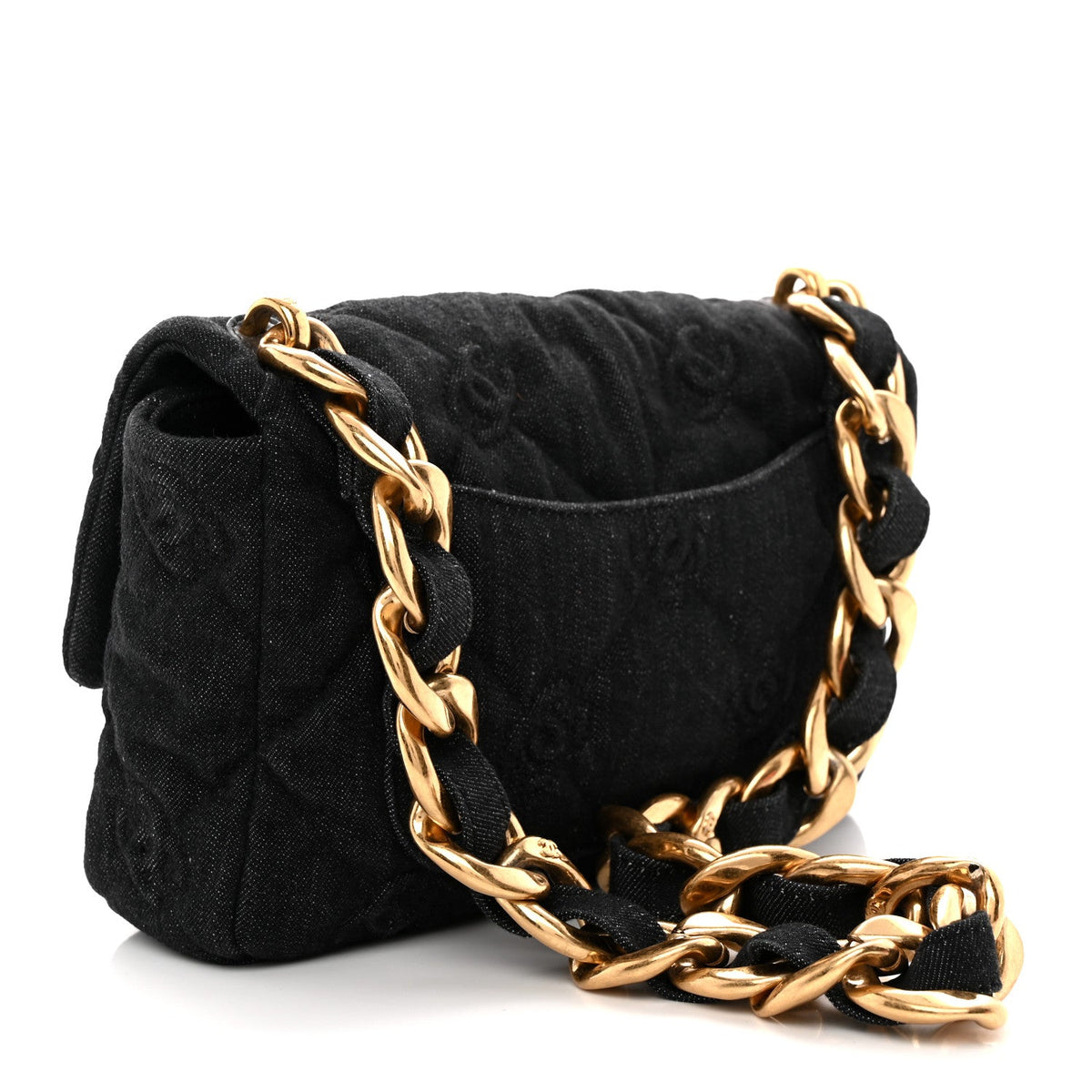 Medium Quilted Flap Shoulder Bag - Black