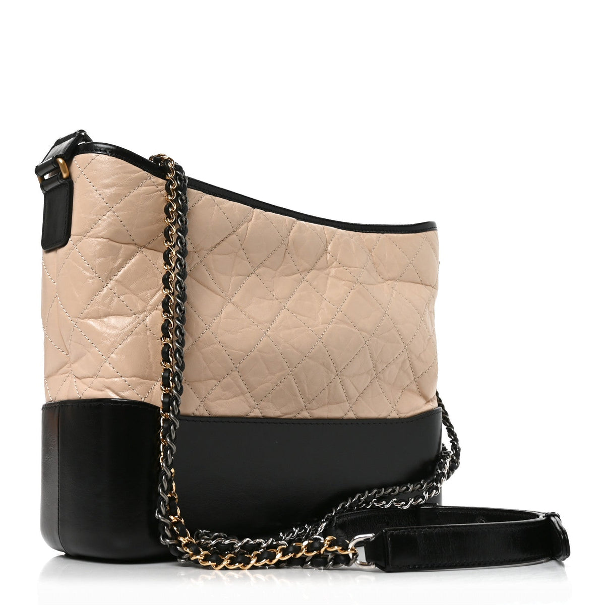 Medium Quilted Calfskin Hobo Bag - Beige