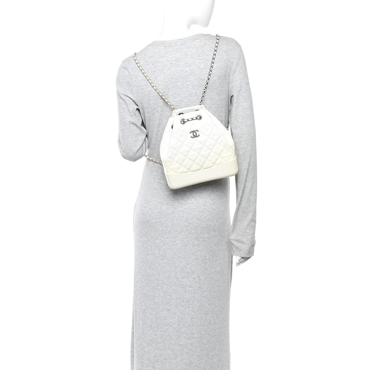 Small Quilted Goatskin Backpack - White
