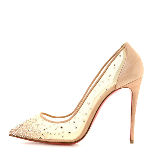 Suede Lame Crystal Strass Follies Pumps Light Silk