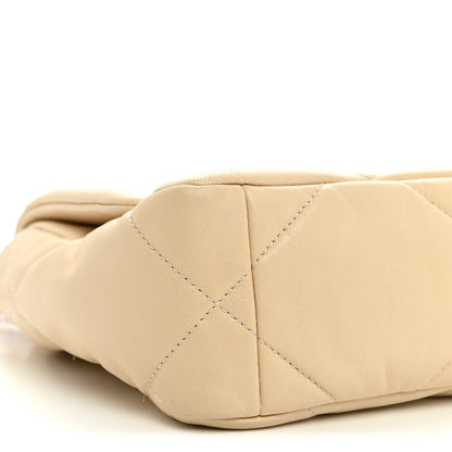 Medium Quilted Lambskin Flap Shoulder Bag - Beige