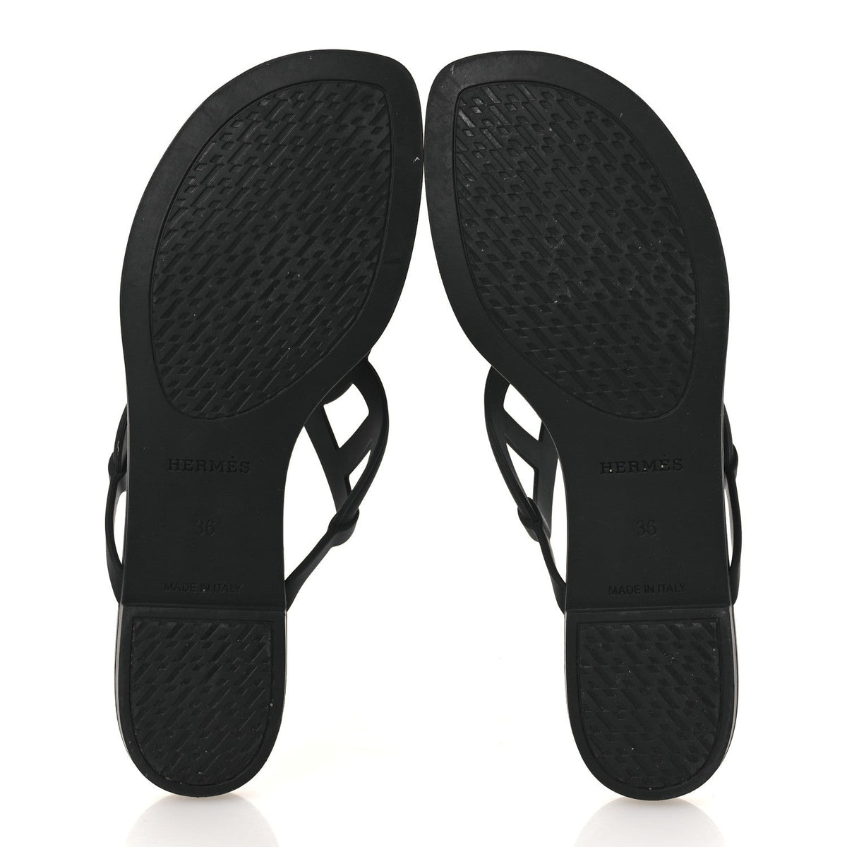 Hermes Rubber Women's Egerie Sandals 36 Black