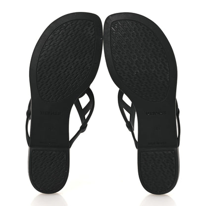 Hermes Rubber Women's Egerie Sandals 36 Black