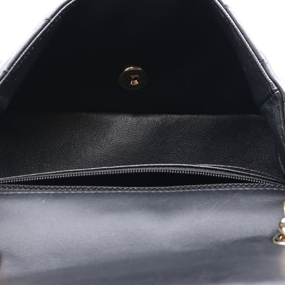 Mini Quilted Lambskin Flap Shoulder Bag - Tan
