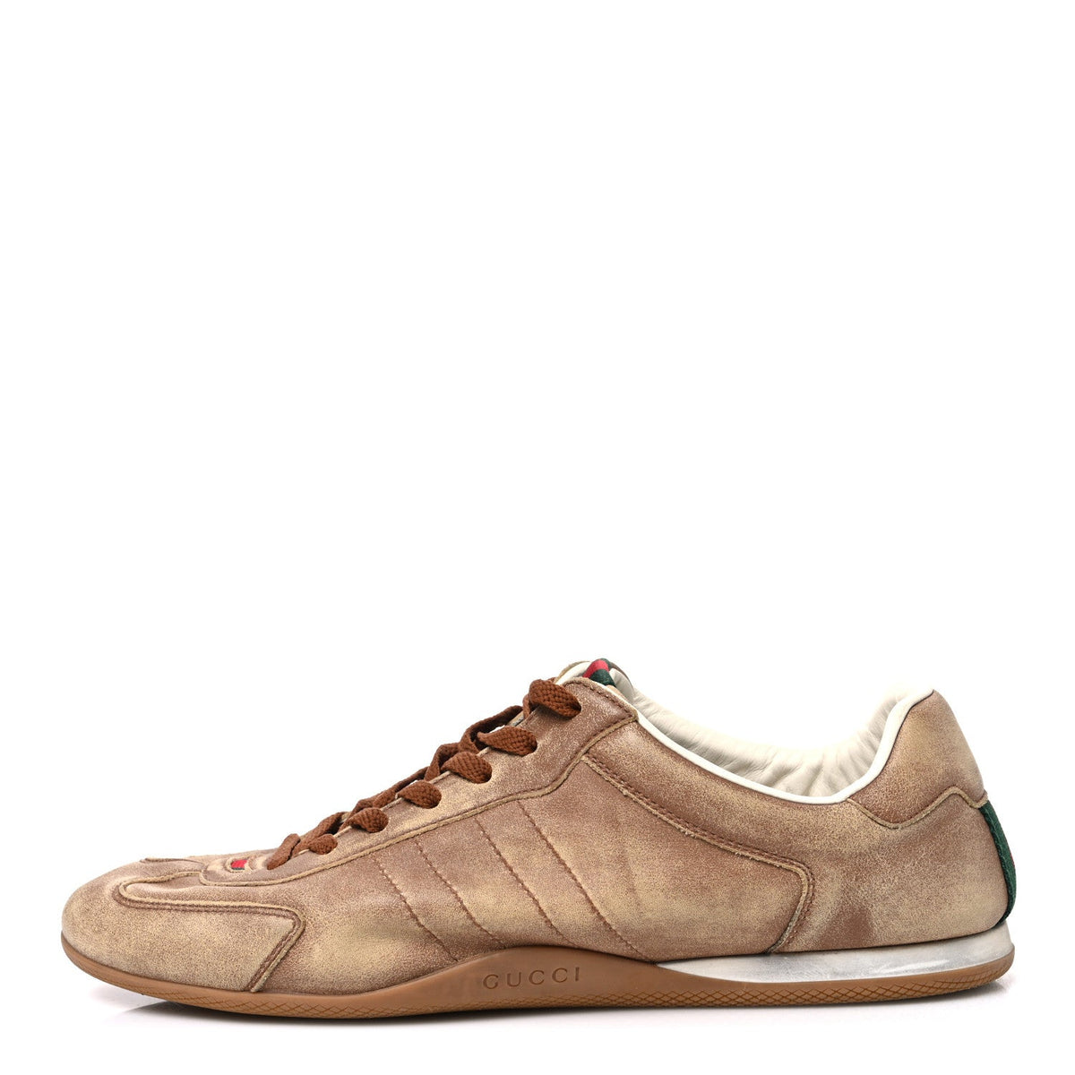 Gucci Monogram Suede Web Men's Shift Sneakers 9.5 Beige Brown