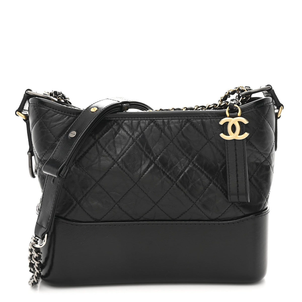 Medium Quilted Calfskin Hobo Bag - Black