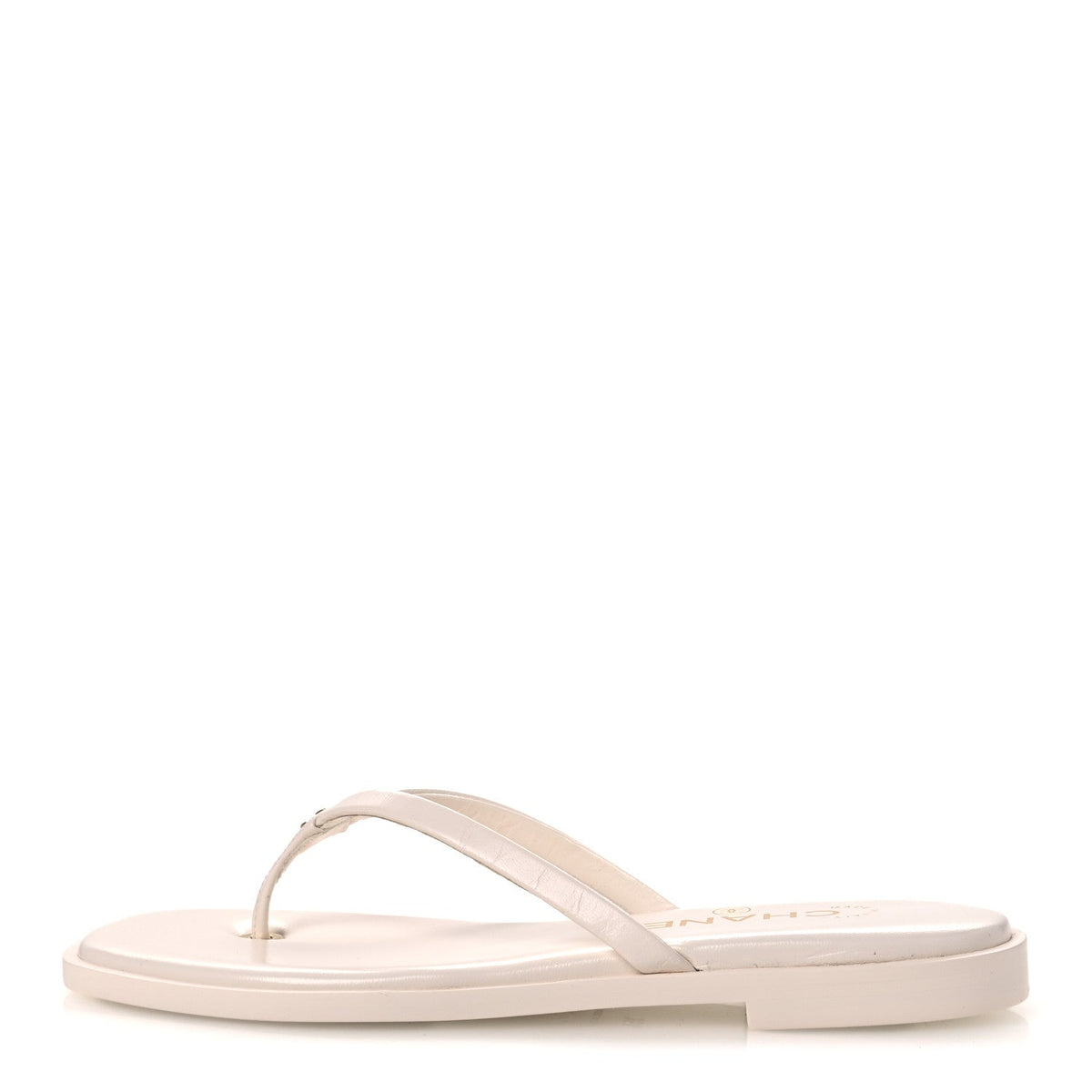 Goatskin CC Times Square Thong Sandals White