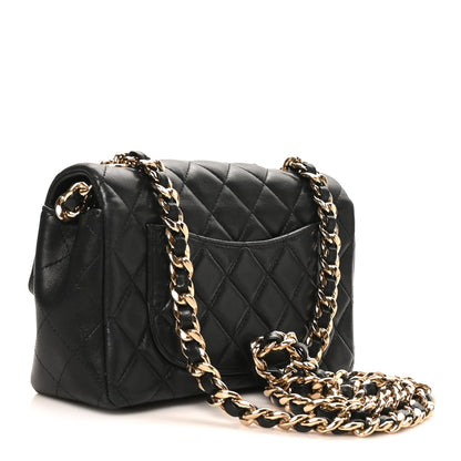 Mini Quilted Lambskin Flap Shoulder Bag - Tan