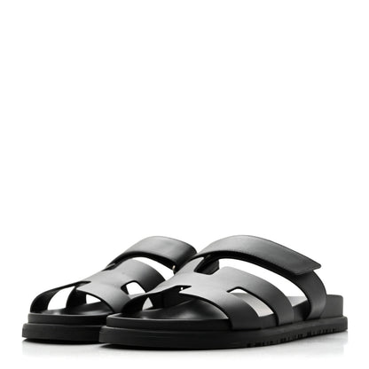Hermes Calfskin Women's Chypre Sandals 39 Black
