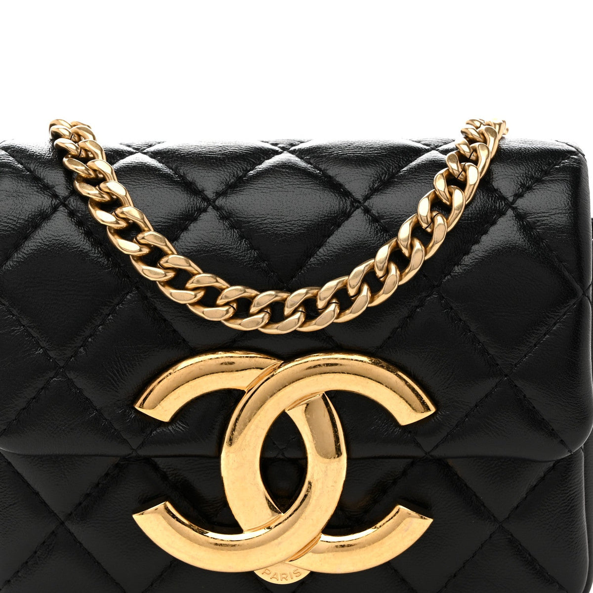 Mini Quilted Lambskin Flap Shoulder Bag - Black