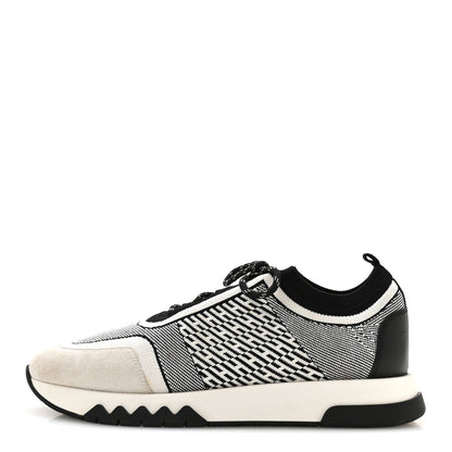 Hermes Knit Goatskin Men's Addict Sneakers 41 Black White