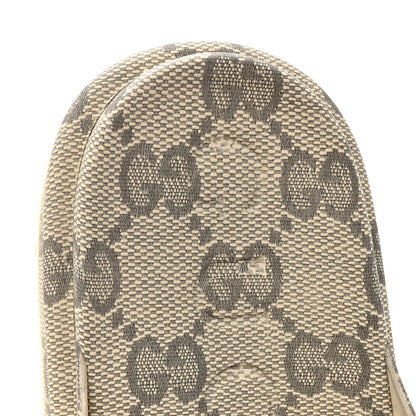 Gucci Canvas Rubber Men's Interlocking G Platform 42mm Slide Sandals 10 Beige Ebony