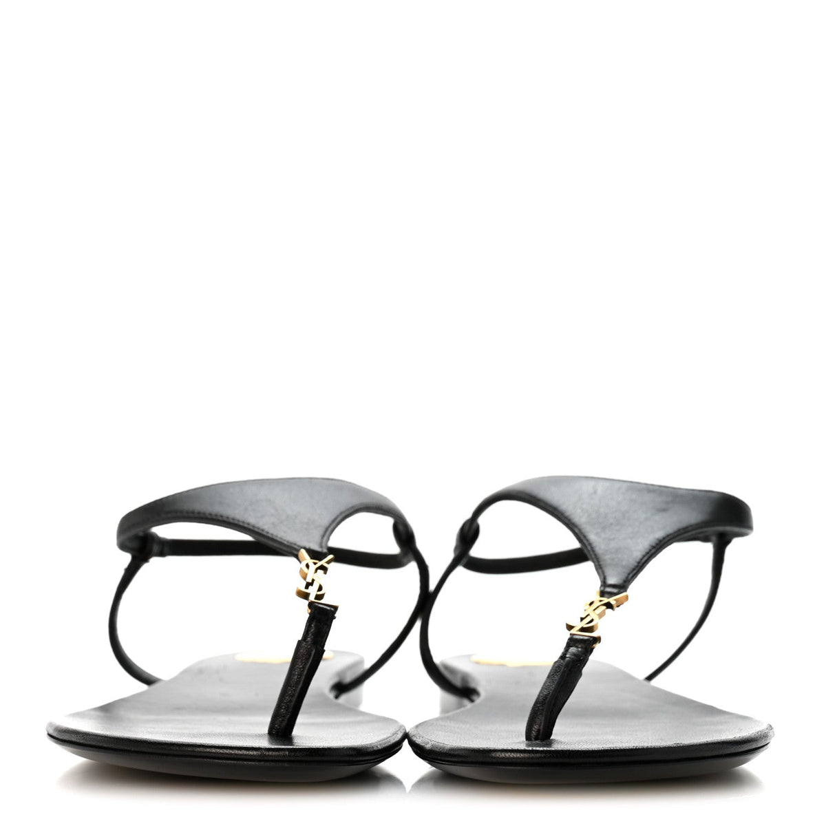 Saint Laurent Lambskin Women's Monogram Cassandra Slingback Flat Sandals 36.5 Black