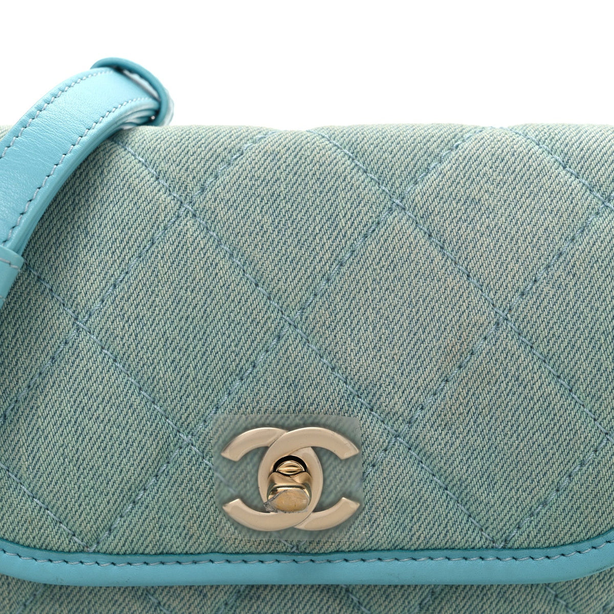 Small Quilted Flap Shoulder Bag - Blue