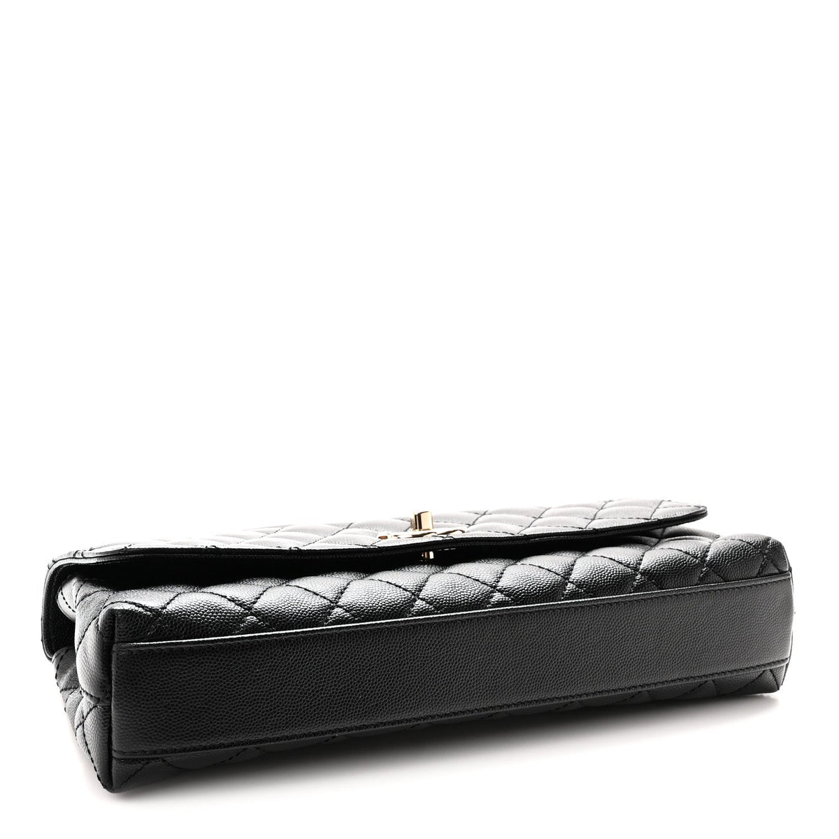 Maxi Quilted Caviar Flap Shoulder Bag - Black