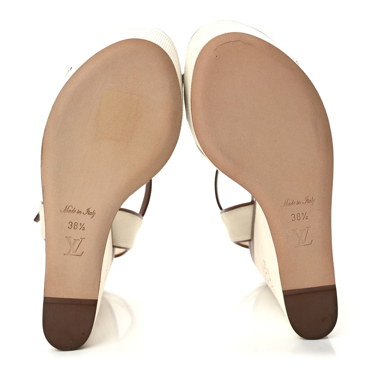 Louis Vuitton Denim Women's Articles de Voyage Wedges 38.5 Ecru