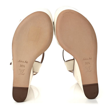 Louis Vuitton Denim Women's Articles de Voyage Wedges 38.5 Ecru