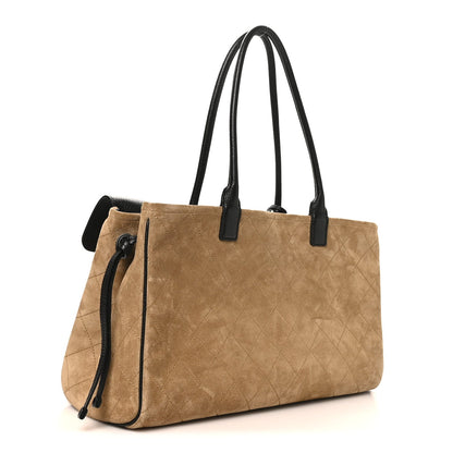 Calfskin Suede Handbag - Beige