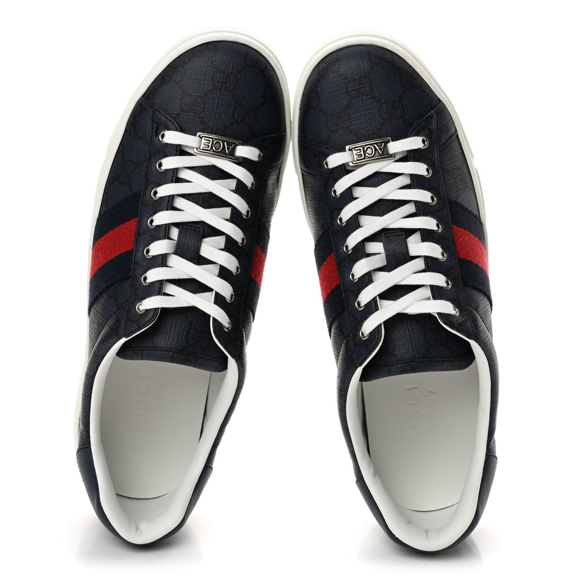 Gucci Monogram Canvas Men's Web New Ace Sneakers 8 Dark Blue
